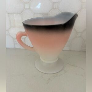Vintage Hazel-Atlas Pink Ombre Milk Glass Creamer – Pedestal Mid Century Pitcher